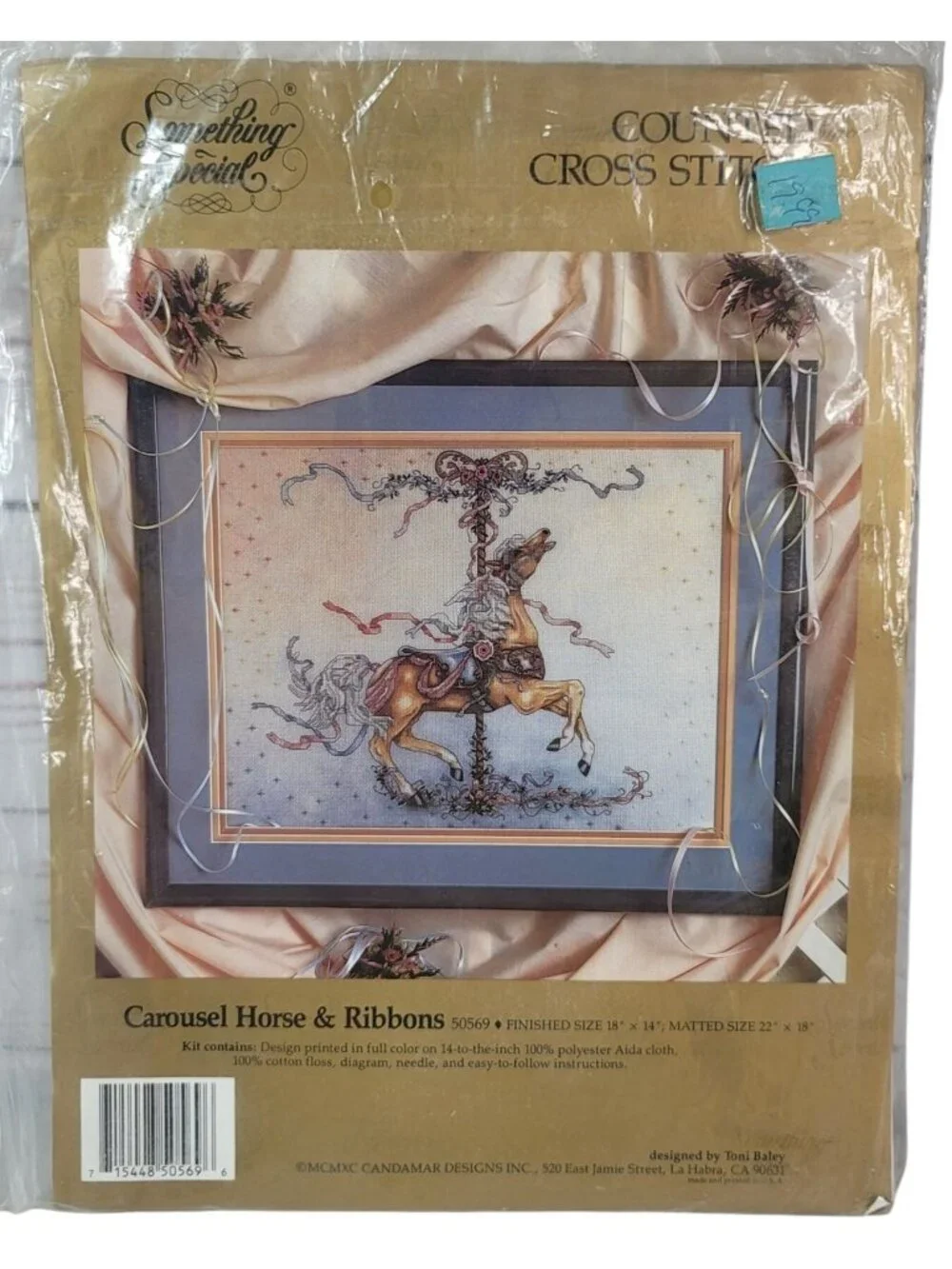 Candamar Carousel Cross Stitch Kit Horse Ribbon Something Special #50569 VTG NEW